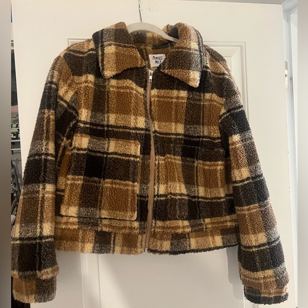 Princess Polly plaid cropped jacket size 6